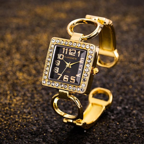 Uhr für Damen, quadratisches Zifferblatt, Strass-Edelstahl-Armband, modische Armbanduhr, lässig, Zegarek Damski