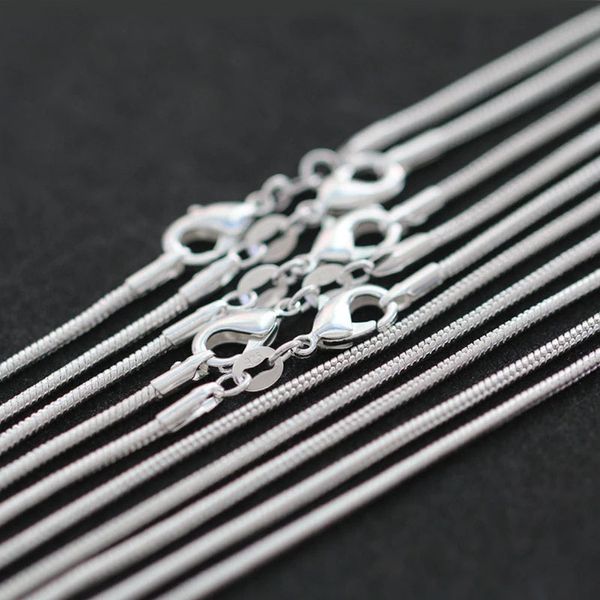 1MM S925 Sterling Silber vergoldet Schlangenkette für Damen Herren Dünne Seilketten DIY Halskette Schmuck 16 18 20 22 24 Zoll