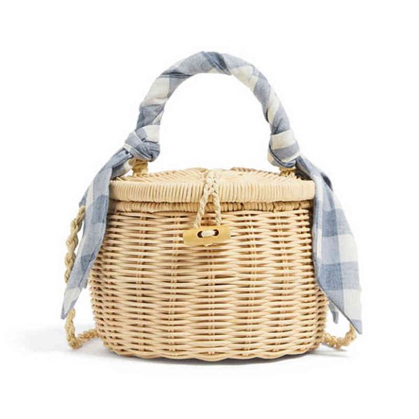 

evening bags mini wicker woven rattan women handbags bohemian earthen jar shoulder crossbody travel scarf straw for 2022 220507