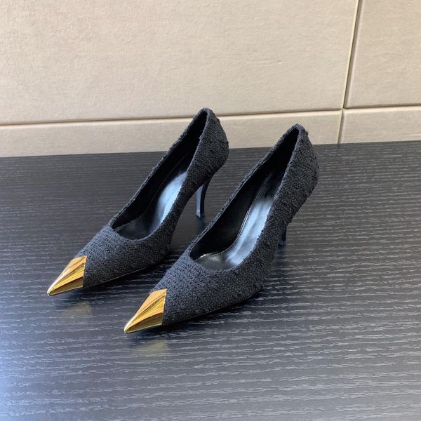 

womens visper pump dress shoes high heels 9cm luxurys designers genuine leather pumps lady sandals wedding party show metal black 1top