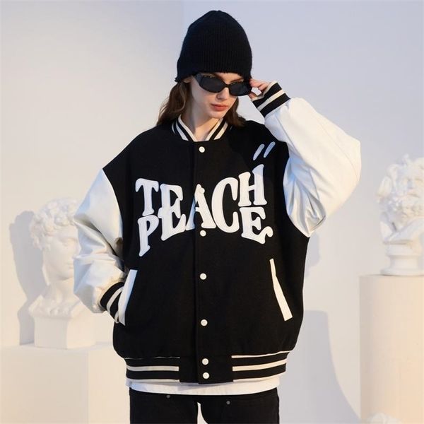 

baseball uniform women spring and autumn wild american loose jacket couple jacket men woman jacket 220817, Black;brown