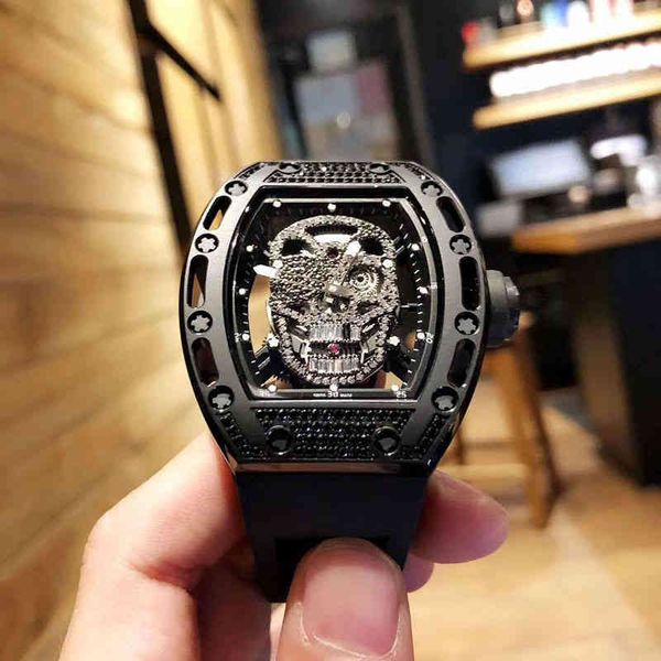 

luxury mens mechanics watches richa milles wristwatch business leisure rm052 multifunctional automatic machine black steel tape men's, Slivery;brown