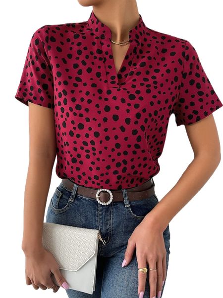 

n.otched neck allover p.rint b.louse c8bk#, White