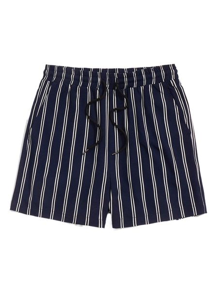 

men striped drawstring waist shorts i7k2#, White;black
