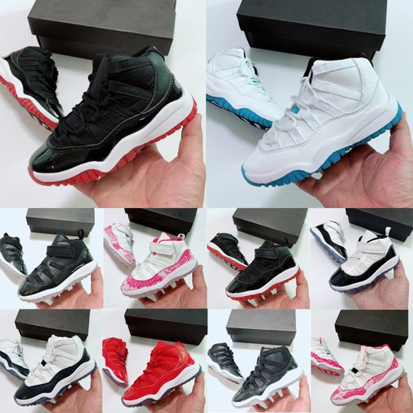 

kids 11 space jam bred concord gym red basketball shoes children boy girls 11s toddlers birthday gift youth sports midnight navy sneakers, Black
