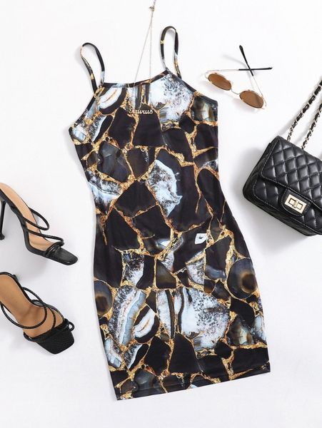 

allover print dress 58kv#, Black;gray