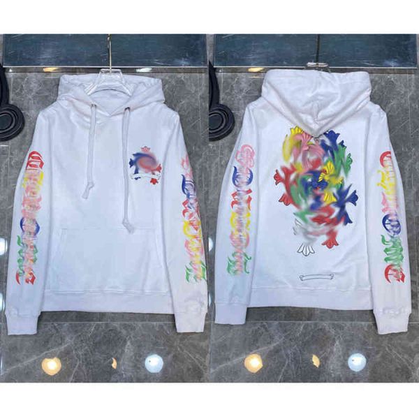 

mens luxury classic sweatshirts designer hoodies fashion ch zipper hooded sweater cross flower pullover sanskrit pattern casual coat women, Black