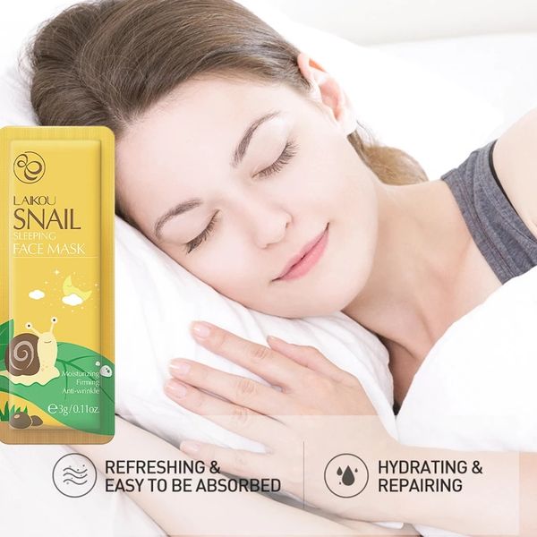 

100 pcs laikou moisturizing sleeping mask sakura snail seaweed face mask whitening nourishing oil-control anti-aging skin care perfections