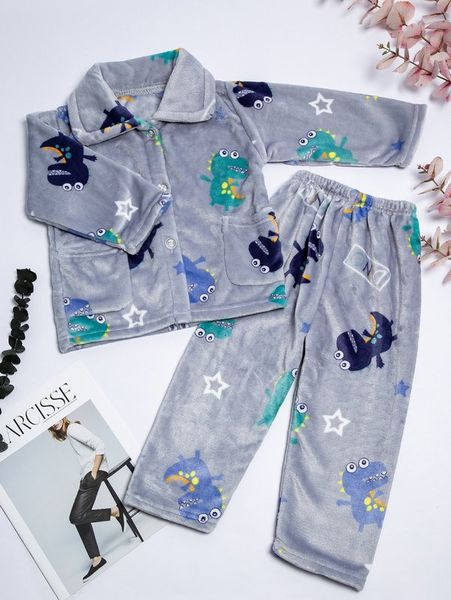 

toddler boys cartoon graphic flannel pj set she, Blue;red