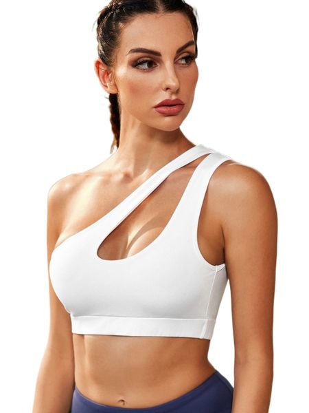 

high support one shoulder cut out sports bra g3hn#, Gray