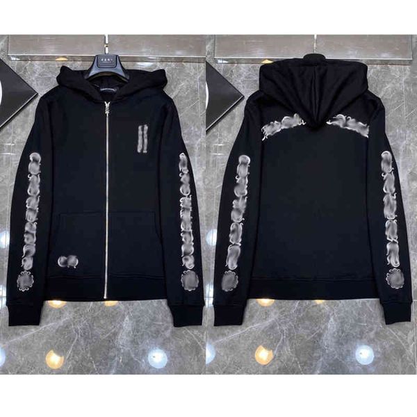 

men's luxury brand jackets zipper men hoodies designer horseshoe cross fashion print ch sweatshirts women loose coat casual pullover h, Black;brown