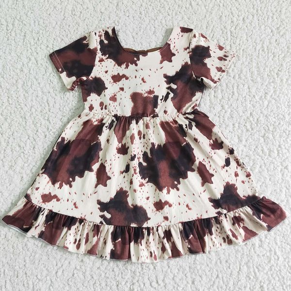 

new fashion baby girls dress cow print bow boutique summer short sleeve cute toddler girl dresses toddler outfits wholesale kids children cl, Red;yellow