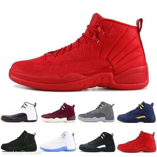 

new 12s winterized wntr gym red michigan mens basketball shoes retroes the master flu game taxi ovo white trainer 12 men black sho330a, Black;brown