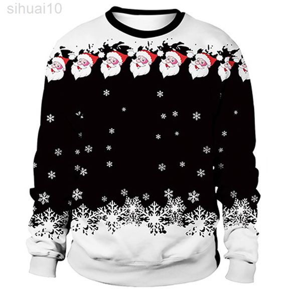 Männer Frauen Hässlicher Weihnachtspullover Tacky Weihnachtspullover Sweatshirt Santa Schneeflocken Gedruckt Herbst Winter Neuheit Weihnachtspullover L220801