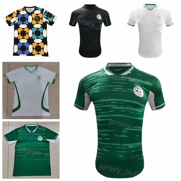 

national team algeria soccer jersey 7 mahrez 13 slimani 10 feghouli 9 bounedjah 10 belaili bensebaini bolhi guedioura bennacer mandi tasfaou, Black;yellow