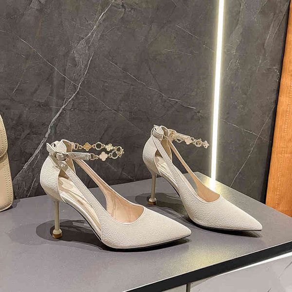 

sandals high heeled shoes women's spring versatile hollow out one line buckle small fragrance french thin heel single, Black