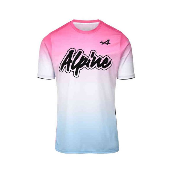 

2022 formula one race fan short sleeve alpine f1 team summer t-shirt men's pink oversize outdoor sports quick dry, White;black