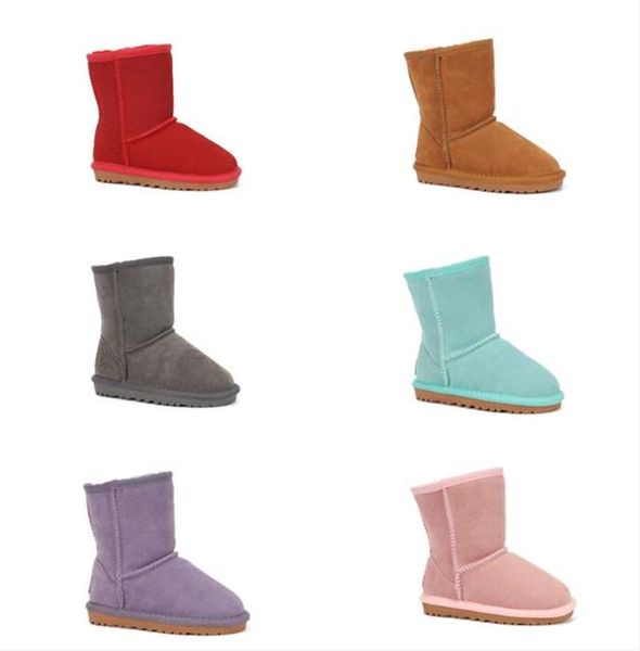 Genuine couro Aus u5281 garoto meninos meninas crianças bebê neve botas macio soft sweepskin pelúcia botas de pelúcia Bom Natal presentes 5281g