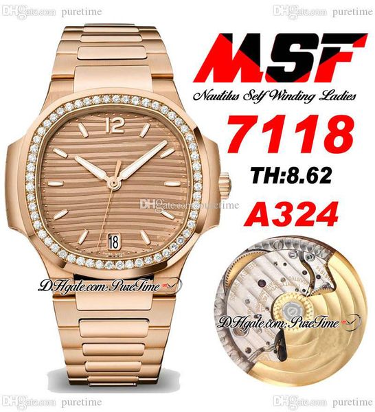 MSF 7118 A324 Automatic Ladies Women Watch Diamonds Bezel Rose Gold Champagn