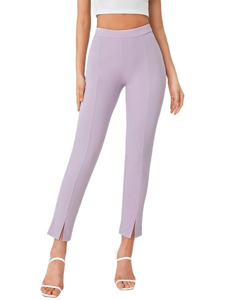 

tall high waist split hem pants r6dd#, Black;white
