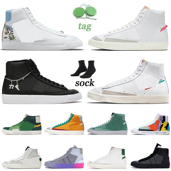 

2022 wholesale blazer mid 77 vintage jumbo casual shoes white off black indigo catechu multi-color women men platform trainers low mosaic pe