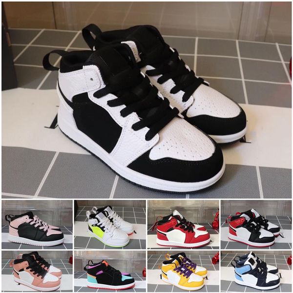 

2020 kids 1 basketball shoes 1 white infrared black cement kids sneakers with size26-352167