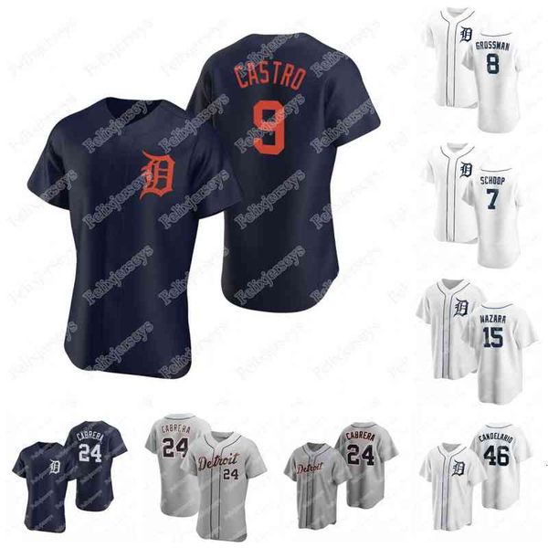 

24 miguel cabrera jersey 9 willi castro 46 jeimer candelario 15 nomar mazara 7 jonathan schoop 8 robbie grossman 70 tyler alexander baseball, Black