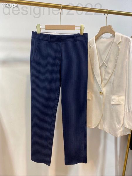 

women's jeans designer spring and summer 2b fine thin wool stripe casual professional pants women's trousers 60f8, Blue