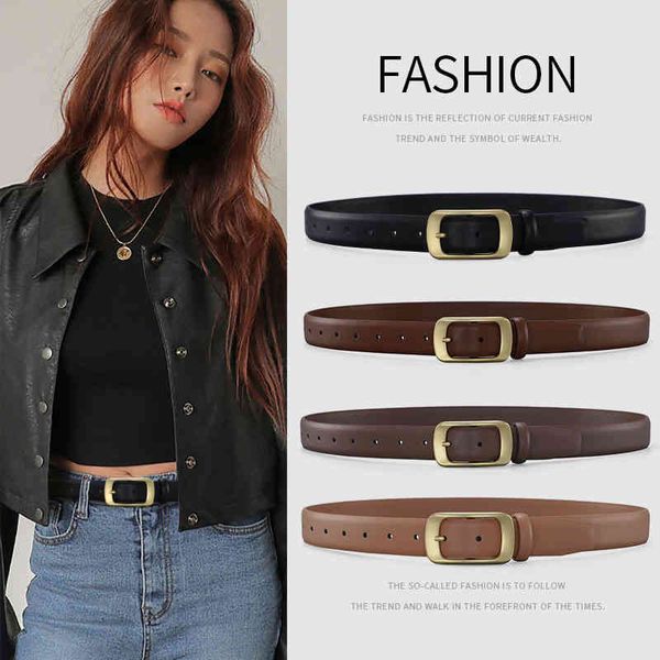 

belts women's belt pin buckle pure cow leather versatile simple jeans suit skirt trouser e293, Black;brown