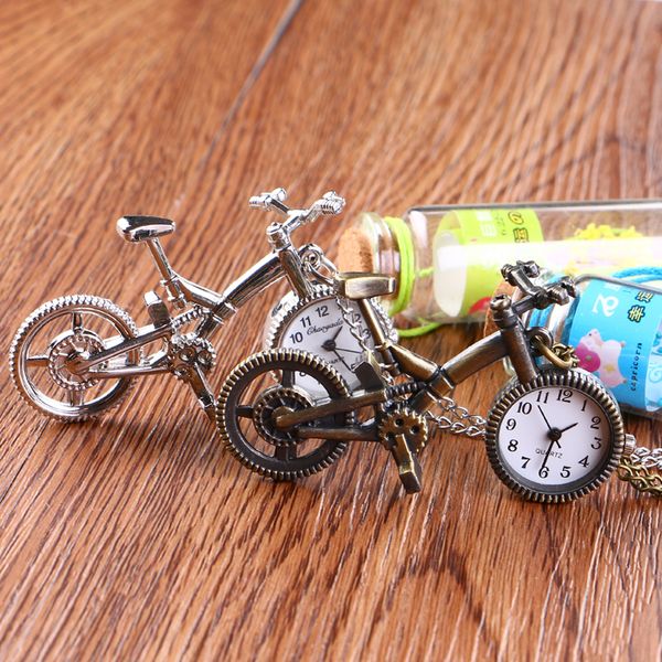 10pcs bicicletta catena chiave orologio da tasca modello creativo artigianato retrò ufficio decorazione della tavola table-853