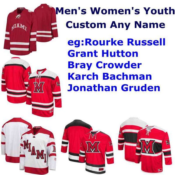 Miami University RedHawks College Ice Hockey Jerseys Men's Bray Crowder Jersey Karch Bachman Jonathan Gruden Christian Mohs Custom Stitched