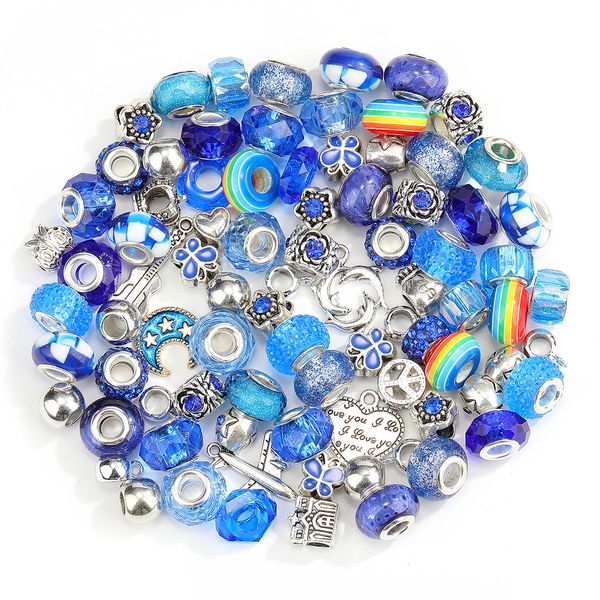 

100pcs acrylic resin alloy rainbow charms big hole european beads pendant accessories for girl diy necklace bracelet jewelry making, Bronze;silver