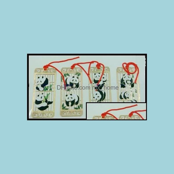 Segnalibro Accessori da scrivania Materiale scolastico per ufficio Attività commerciale Segnalibri regalo Panda Cloisonne industriale Artigianato in stile cinese Handmade Metal Co