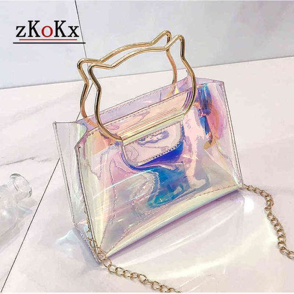 

women's mini laser crossbody bags ladies' clutch female transparent shoulder bag clear handbags 2019 220427