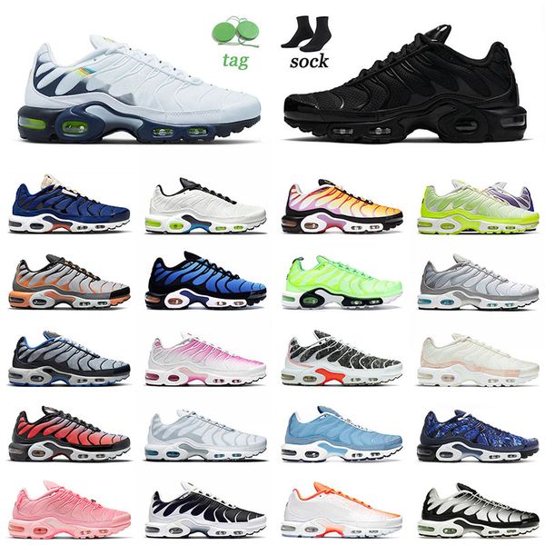 

2022 plus tn running shoes size 12 for men women triple black trainers sneakers 36-46