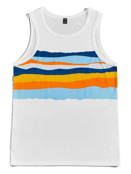 

men contrast panel tank b5nu#, White;black