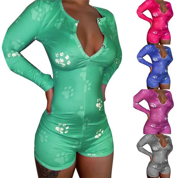 

women's jumpsuits & rompers bodysuit women's printed long sleeve bodycon bandage jumpsuit romper casual leotard sleepwear, Black;white