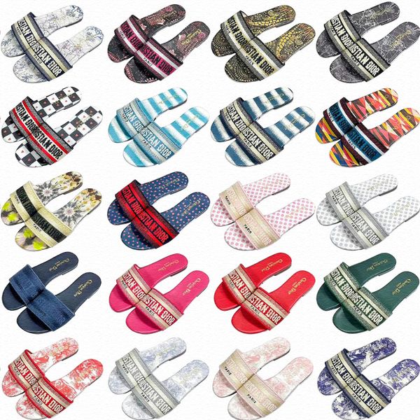 

dior embroidery slipper woman mens diors sandal slide shoe b23 designer non slip slider red black white slides multicolor man women casual s