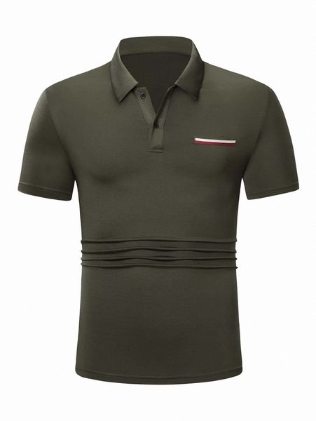 

men contrast tape polo shirt 42b7#, White;black