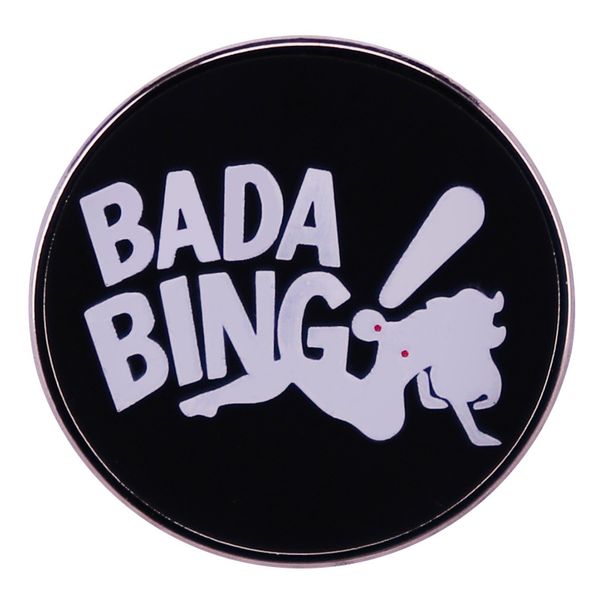 

bada bing club button enamel pin teleplay inspiration badge, Blue