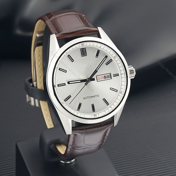 

2022 new calibre 5 automatic day-date 41mm wbn2011 silver dial men's watch mechanical luxury wristwatches relogio masculino, Slivery;brown