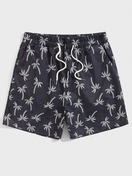

romwe guys tropical print shorts t7il#, White;black