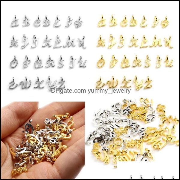 

charms jewelry findings components fashion metal capital alphabet letter gold/sier color pendants diy making necklace 1m x 9mm 1set26pcs, Bronze;silver