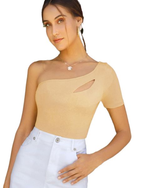 

one shoulder cut out crop a0pc#, White