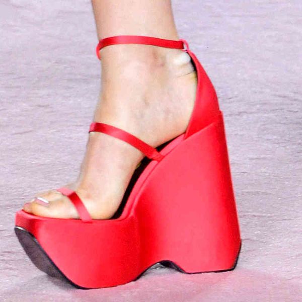 

sandals simple handmade ladies wedges heeled party shoes platform strappy nude high heel open toe cutouts ankle strap 6plg, Black