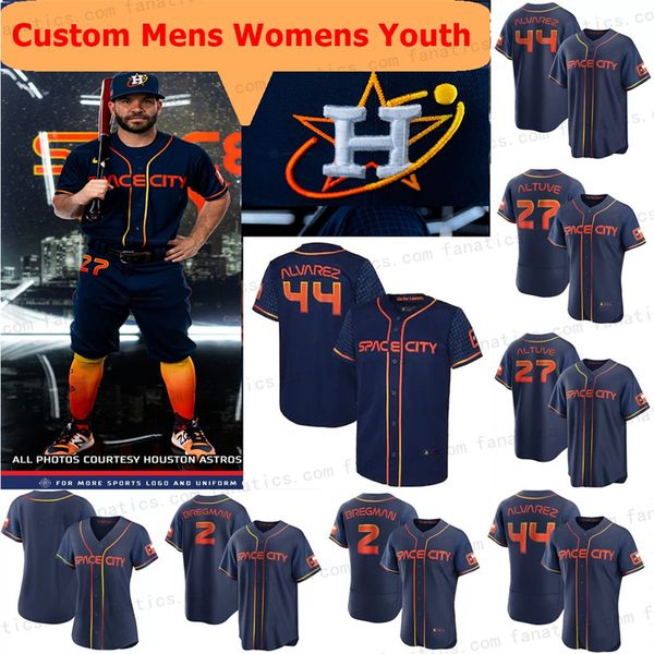 

astros jose altuve houston 2022 space city connect jersey alex bregman kyle tucker yordan alvarez yuli gurriel craig biggio justin verlander, Blue;black