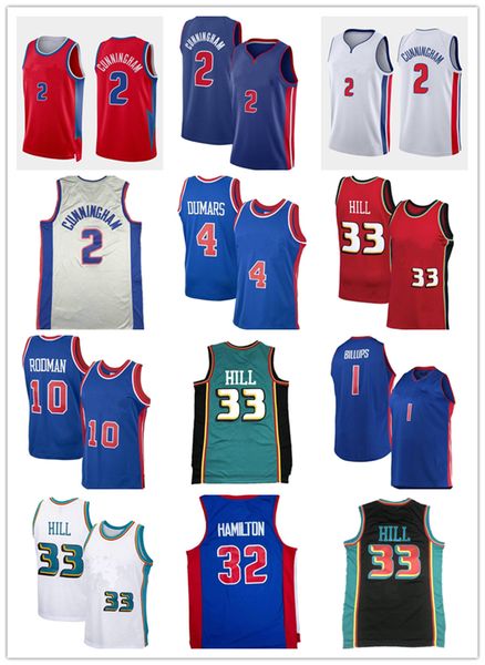 

2022 wallace richard hamilton shirt2 cade cunningham basketball jersey retro joe dumars dennis rodman isiah thomas grant hill chauncey billu, Black;red
