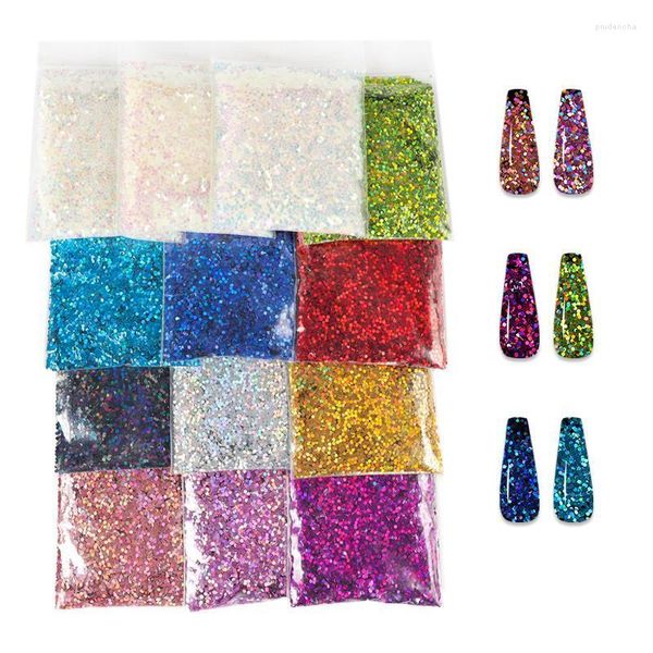 Glitter per unghie 13 borse/set fiocchi olografici paillettes scintillanti forma esagonale paillette manicure per unghie accessori kit di design artistico Prud22