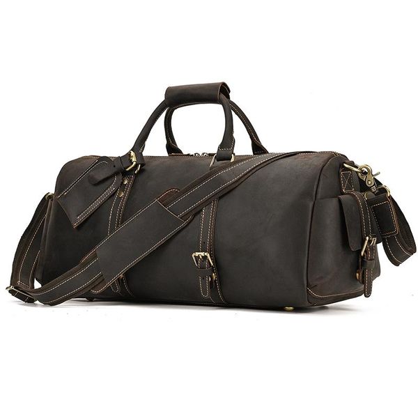 

duffel bags luufan vintage man's travel genuine leather 15 inch pc carry on luggage weekend big capacity handbagduffel