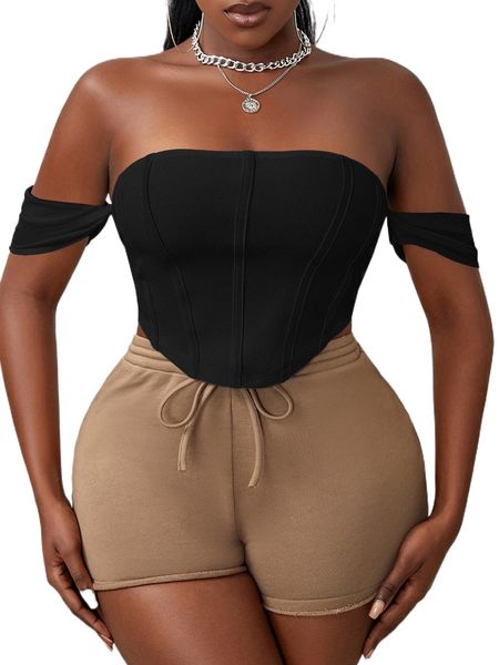 

sxy off shoulder curved hem h2oh#, White